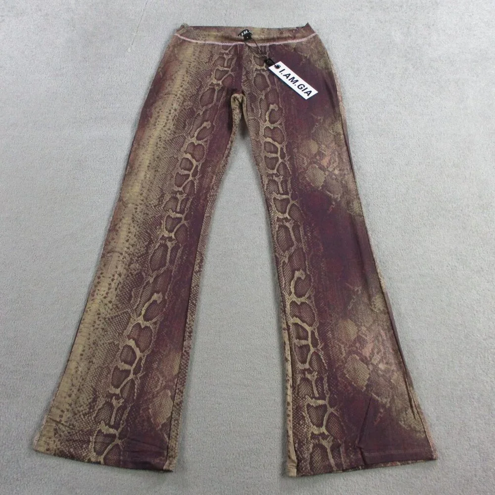 IAMGIA Blare Trackpant Womens Large Snake Print Pants Only Stretch Pull On NEW - Picture 3 of 15